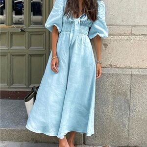 Commense Sky Blue Dress with Pockets